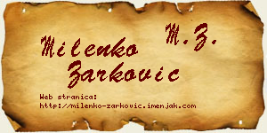 Milenko Žarković vizit kartica